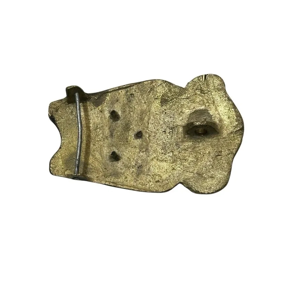 Vintage Lion Head Belt Buckle Brass Very Old Heavy Duty